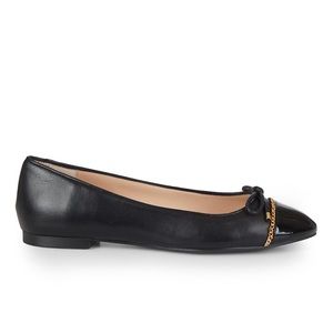 Women’s STUART WEITZMAN Size 5.5 Gabby Chain-Trimmed Leather Ballet Flats